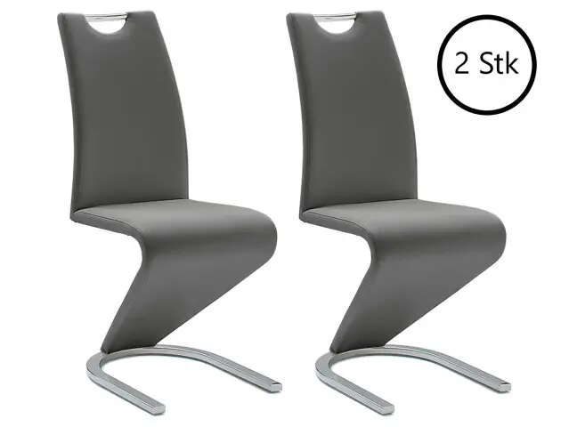 Esszimmerstuhl >Pupik I< (2er Set) in grau aus Metall - 45x102x62cm (BxHxT)