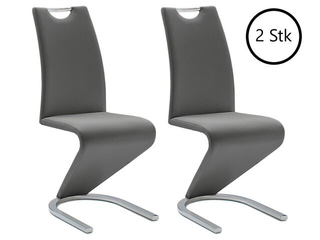 Esszimmerstuhl >Pupik I< (2er Set) in grau aus Metall - 45x102x62cm (BxHxT)