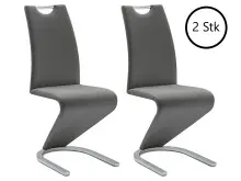 Esszimmerstuhl >Pupik I< (2er Set) in grau aus Metall - 45x102x62cm (BxHxT)