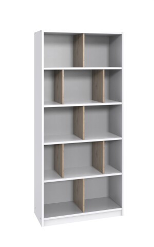 Regal >NORDERNEY< in WEISS + VIKING OAK NACHBILDUNG - 90x197x38cm (BxHxT)