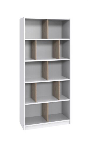 Regal >NORDERNEY< in WEISS + VIKING OAK NACHBILDUNG - 90x197x38cm (BxHxT)