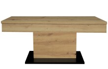 Couchtisch >Lift< verstellbar, schwarz matt / Asteiche Dekor - 110x58/77x60 (BxHxT)
