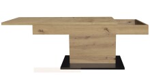 Couchtisch >Lift< verstellbar, schwarz matt / Asteiche Dekor - 110x58/77x60 (BxHxT)
