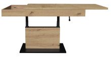 Couchtisch >Lift< verstellbar, schwarz matt / Asteiche Dekor - 110x58/77x60 (BxHxT)