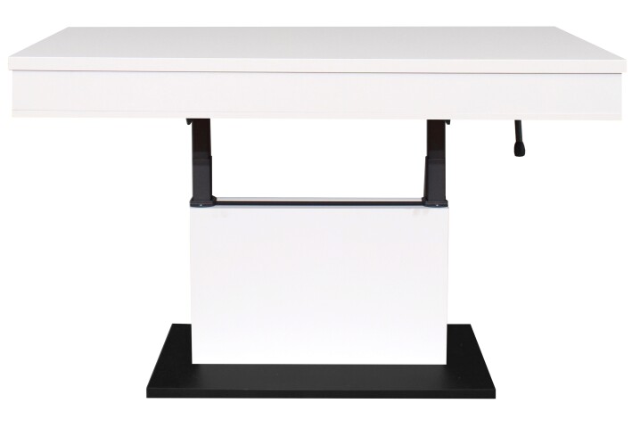 Couchtisch >Lift< höhenverstellbar bis 77cm, weiss / schwarz - 110x58/77x60cm (BxHxT)