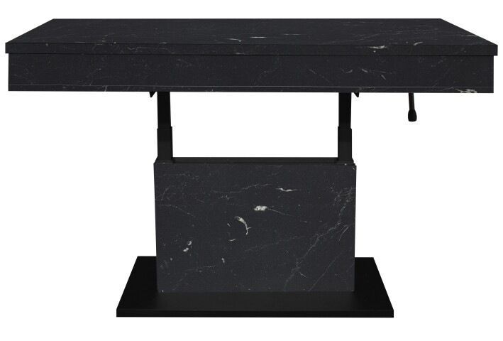 Couchtisch >Lift< verstellbar, keramik optik schwarz / schwarz - 110x58/77x60cm (BxHxT)