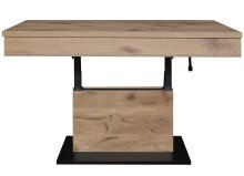 Couchtisch >Lift< höhenverstellbar, viking oak Dekor / schwarz - 110x58/77x60cm (BxHxT)