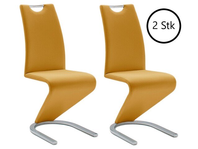 Esszimmerstuhl >Pupik I< (2er Set) in curry aus Metall - 45x102x62cm (BxHxT)