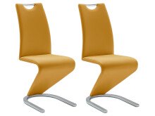 Esszimmerstuhl >Pupik I< (2er Set) in curry aus Metall - 45x102x62cm (BxHxT)