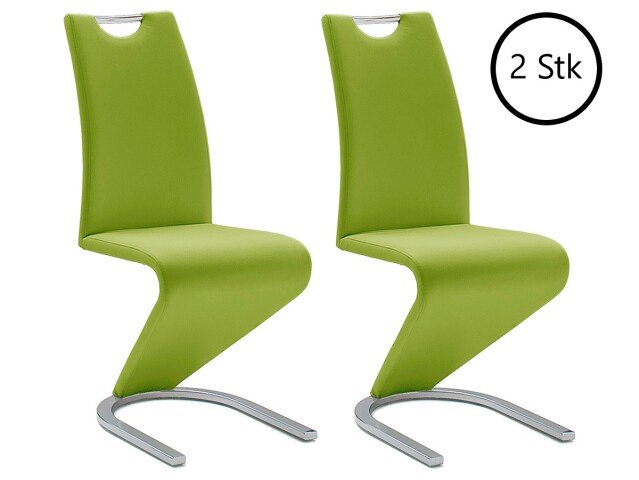 Esszimmerstuhl >Pupik I< (2er Set) in Lime aus Metall - 45x102x62cm (BxHxT)