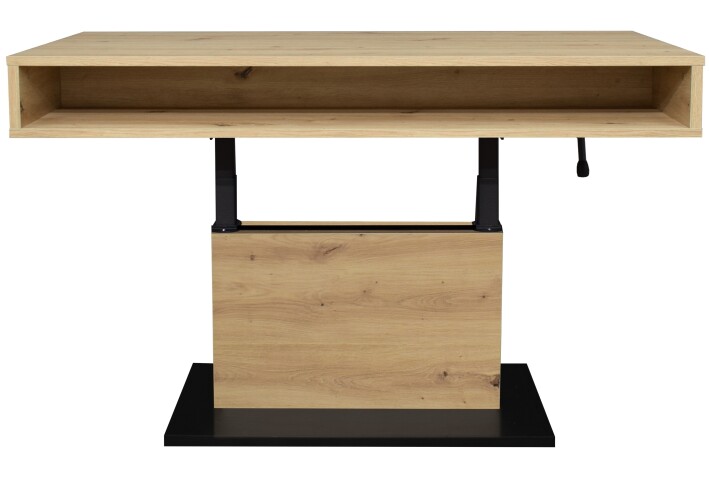 Couchtisch >Lift< höhenverstellbar,  Asteiche Dekor / schwarz - 110x59/78x60cm (BxHxT)