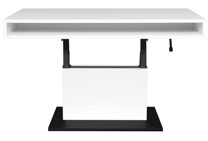 Couchtisch >Lift< höhenverstellbar bis 78cm, weiss / schwarz - 110x59/78x60cm (BxHxT)