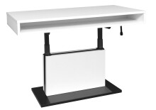 Couchtisch >Lift< höhenverstellbar bis 78cm, weiss / schwarz - 110x59/78x60cm (BxHxT)