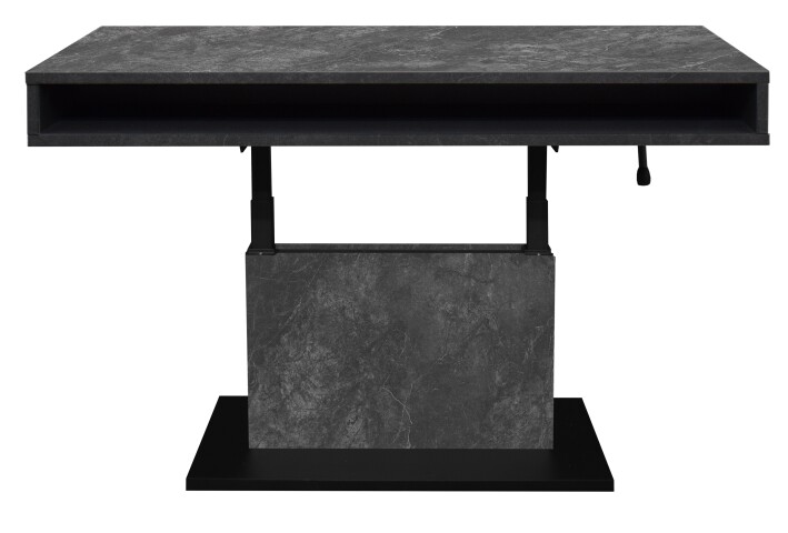 Couchtisch >Lift< höhenverstellbar, keramik optik grau / schwarz - 110x59/78x60 (BxHxT)