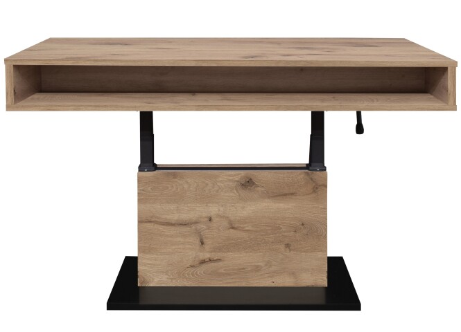 Couchtisch >Lift< höhenverstellbar, viking oak Dekor / schwarz - 110x59/78x60cm (BxHxT)
