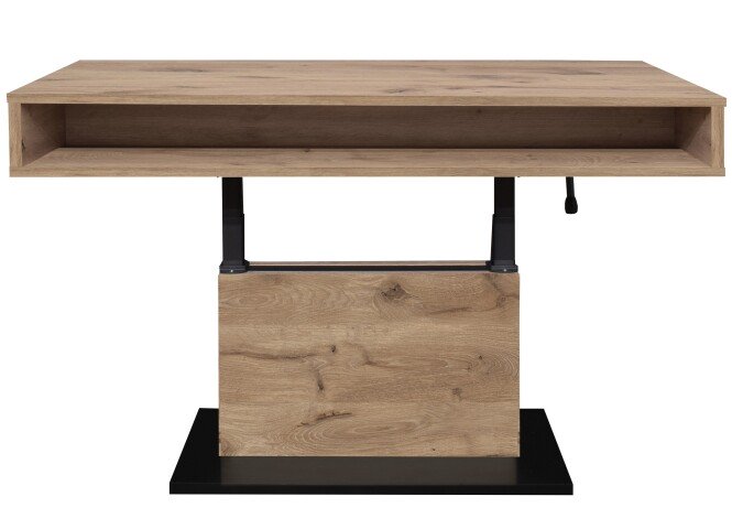 Couchtisch >Lift< höhenverstellbar, viking oak Dekor / schwarz - 110x59/78x60cm (BxHxT)