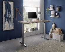 Schreibtisch >Pronto< höhenverstellbar, Eiche Sonoma Dekor / Grau - 160x75/118x77 (BxHxT)