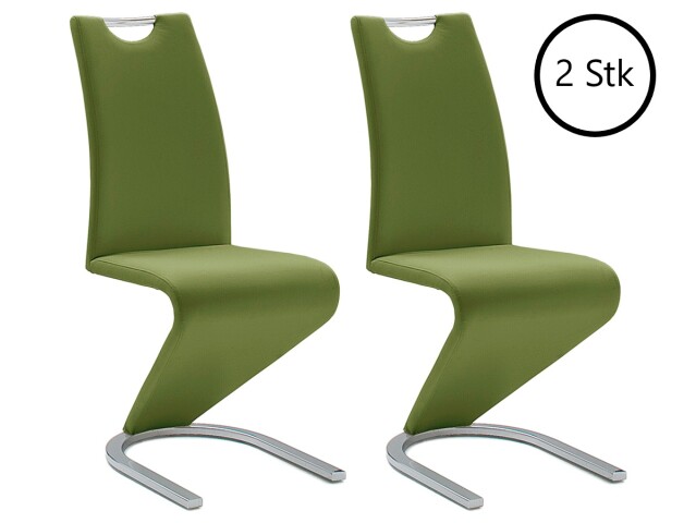 Esszimmerstuhl >Pupik I< (2er Set) in olive aus Metall - 45x102x62cm (BxHxT)