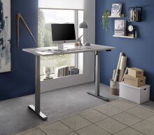 Schreibtisch >Pronto< höhenverstellbar, Lichtgrau / Grau - 160x75/118x77 (BxHxT)