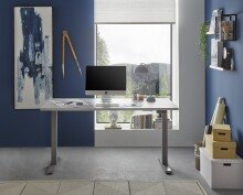 Schreibtisch >Pronto< höhenverstellbar, Lichtgrau / Grau - 160x75/118x77 (BxHxT)