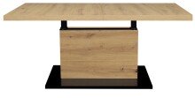 Couchtisch >Lift< verstellbar,  Asteiche Dekor / schwarz - 120/160x56/75x70cm (BxHxT)