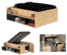 Stauraumbett >Travel 1< in Artisan Eiche Dekor - 166x67x206cm (BxHxT)