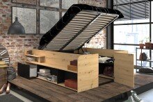 Stauraumbett >Travel 1< in Artisan Eiche Dekor -...