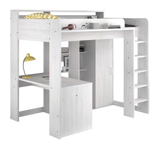 Hochbett >Higher< (komplett-Set) Kiefer hell Dekor -138x189x206cm (B/H/T)