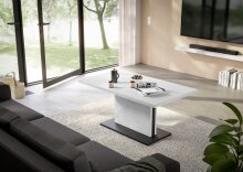 Couchtisch >Lift< Breite/Höhe verstellbar,  weiss/schwarz - 120/160x59/75x60cm (BxHxT)