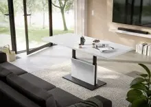 Couchtisch >Lift< Breite/Höhe verstellbar,  weiss/schwarz - 120/160x59/75x60cm (BxHxT)