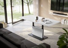 Couchtisch >Lift< Breite/Höhe verstellbar,  weiss/schwarz - 120/160x59/75x60cm (BxHxT)