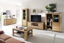 Sideboard >GRENO< in natur geölt, Wildeiche teilmassiv - 163x80x40cm (BxHxT)
