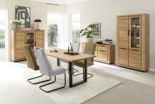 Sideboard >GRENO< in natur geölt, Wildeiche teilmassiv - 163x80x40cm (BxHxT)