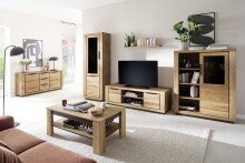 Sideboard >GRENO< in natur geölt, Wildeiche teilmassiv - 163x80x40cm (BxHxT)