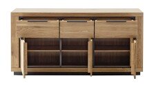 Sideboard >GRENO< in natur geölt, Wildeiche teilmassiv - 163x80x40cm (BxHxT)