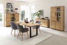 Sideboard >GRENO< in natur geölt, Wildeiche teilmassiv - 163x80x40cm (BxHxT)