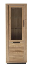 Vitrine >GRENO< in natur geölt, Wildeiche teilmassiv - 72x200x40cm (BxHxT)