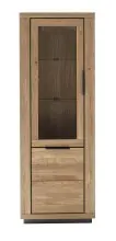 Vitrine >GRENO< in natur geölt, Wildeiche teilmassiv - 72x200x40cm (BxHxT)