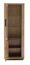 Vitrine >GRENO< in natur geölt, Wildeiche teilmassiv - 72x200x40cm (BxHxT)
