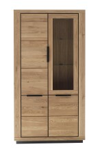 Vitrine >GRENO< in natur geölt, Wildeiche teilmassiv - 107x200x40cm (BxHxT)