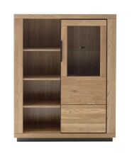 Highboard >GRENO< in natur geölt, Wildeiche teilmassiv - 112x142x40cm (BxHxT)