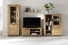Highboard >GRENO< in natur geölt, Wildeiche teilmassiv - 112x142x40cm (BxHxT)