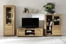 Highboard >GRENO< in natur geölt, Wildeiche teilmassiv - 112x142x40cm (BxHxT)