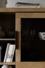 Highboard >GRENO< in natur geölt, Wildeiche teilmassiv - 112x142x40cm (BxHxT)