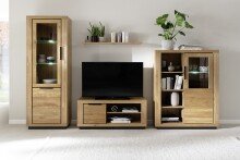 Highboard >GRENO< in natur geölt, Wildeiche teilmassiv - 112x142x40cm (BxHxT)