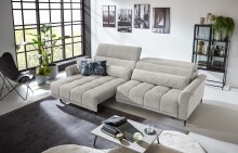 Big-Sofa >Wolve< 2x elektr. Verstellung, 2 Kissen, Cord taupe - 280x108x118cm (BxHxT)