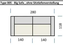 Big-Sofa >Wolve< Kopfteilverstellungen, 2 Kissen,...