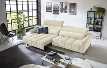 Big-Sofa >Wolve< 1x elektr. Verstellung, 2 Kissen, Cord beige - 280x108x118cm (BxHxT)