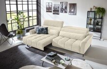 Big-Sofa >Wolve< 2x elektr. Verstellung, 2 Kissen, Cord creme - 280x108x118cm (BxHxT)
