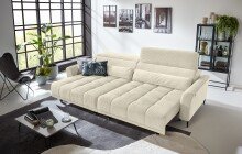 Big-Sofa >Wolve< 2x elektr. Verstellung, 2 Kissen, Cord creme - 280x108x118cm (BxHxT)